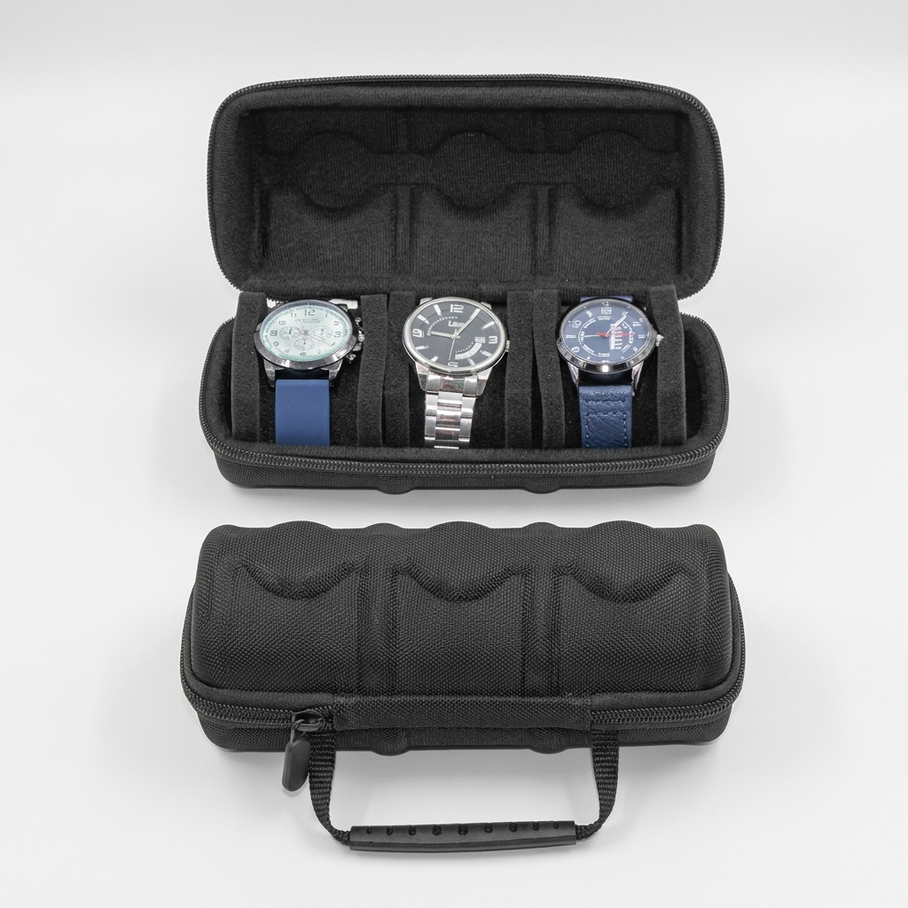 Watch Case – Classic Black - 3 Slots - Watch Case