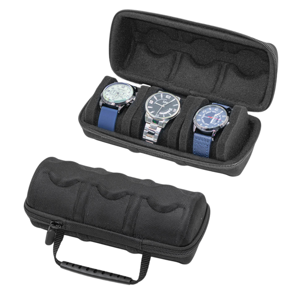 Watch Case, Classic Black - 3 Slots - Watch Case
