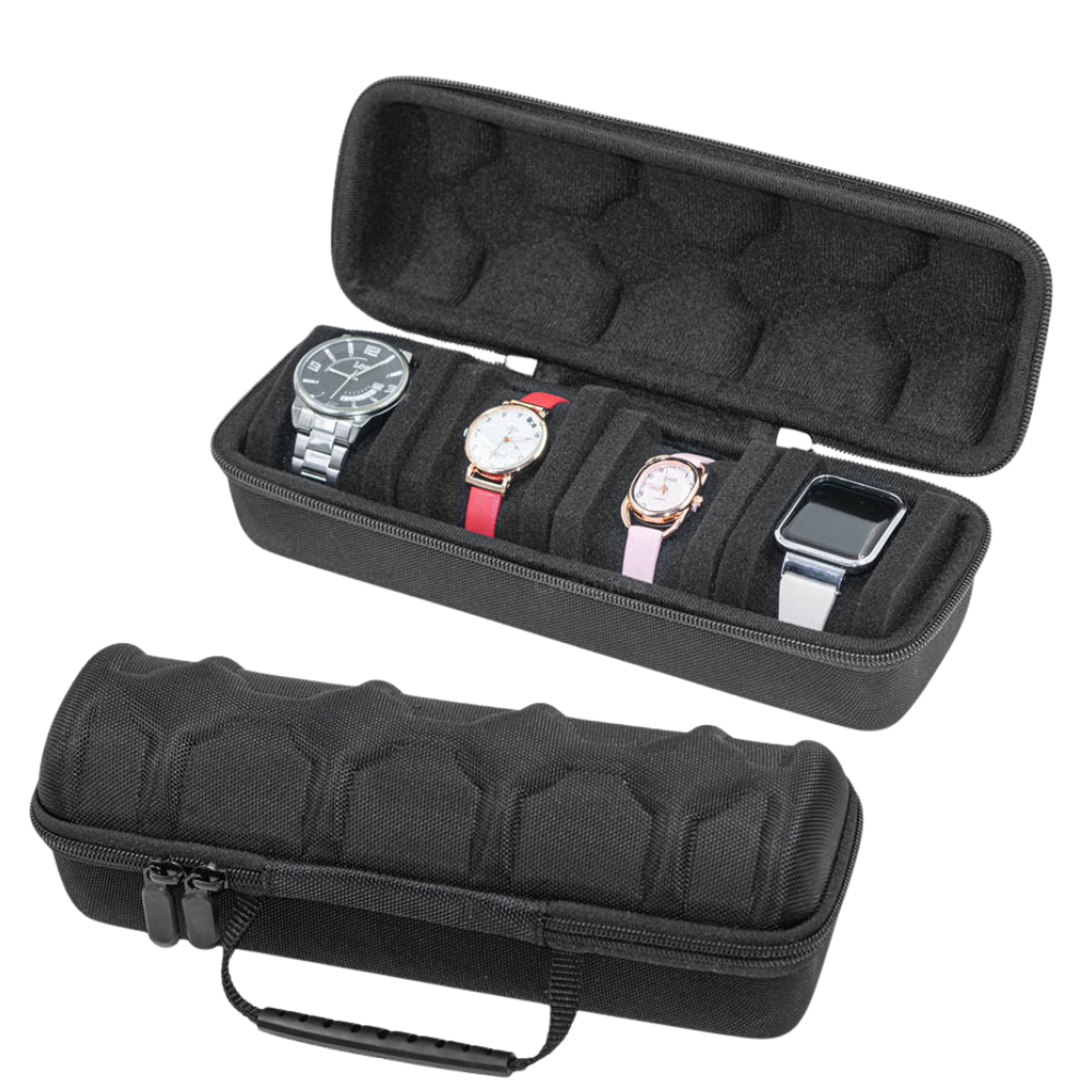 Watch Case, Classic Black - 4 Slots - Watch Case