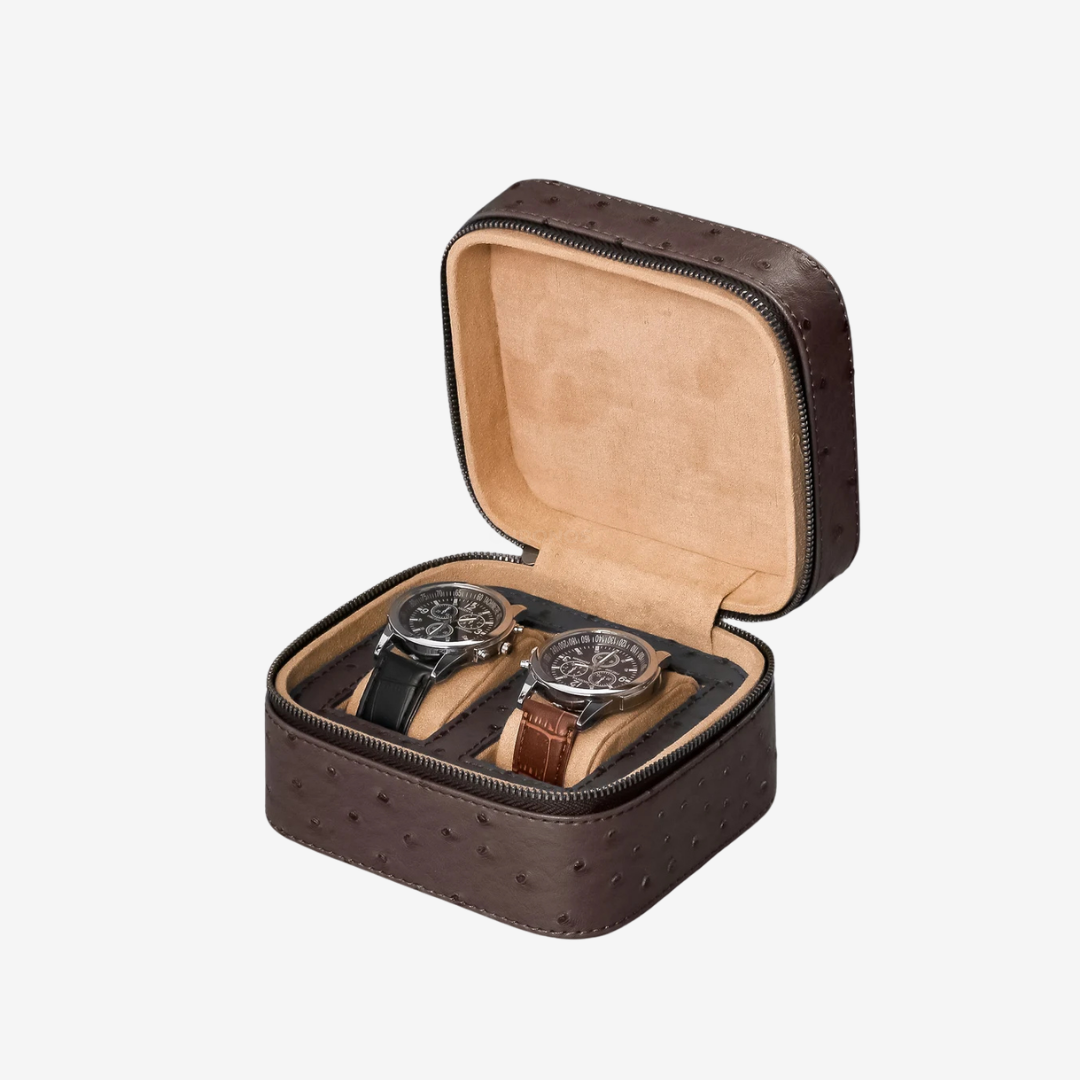 Watch Roll – Brown Ostrich 2 Slots - Watch Box