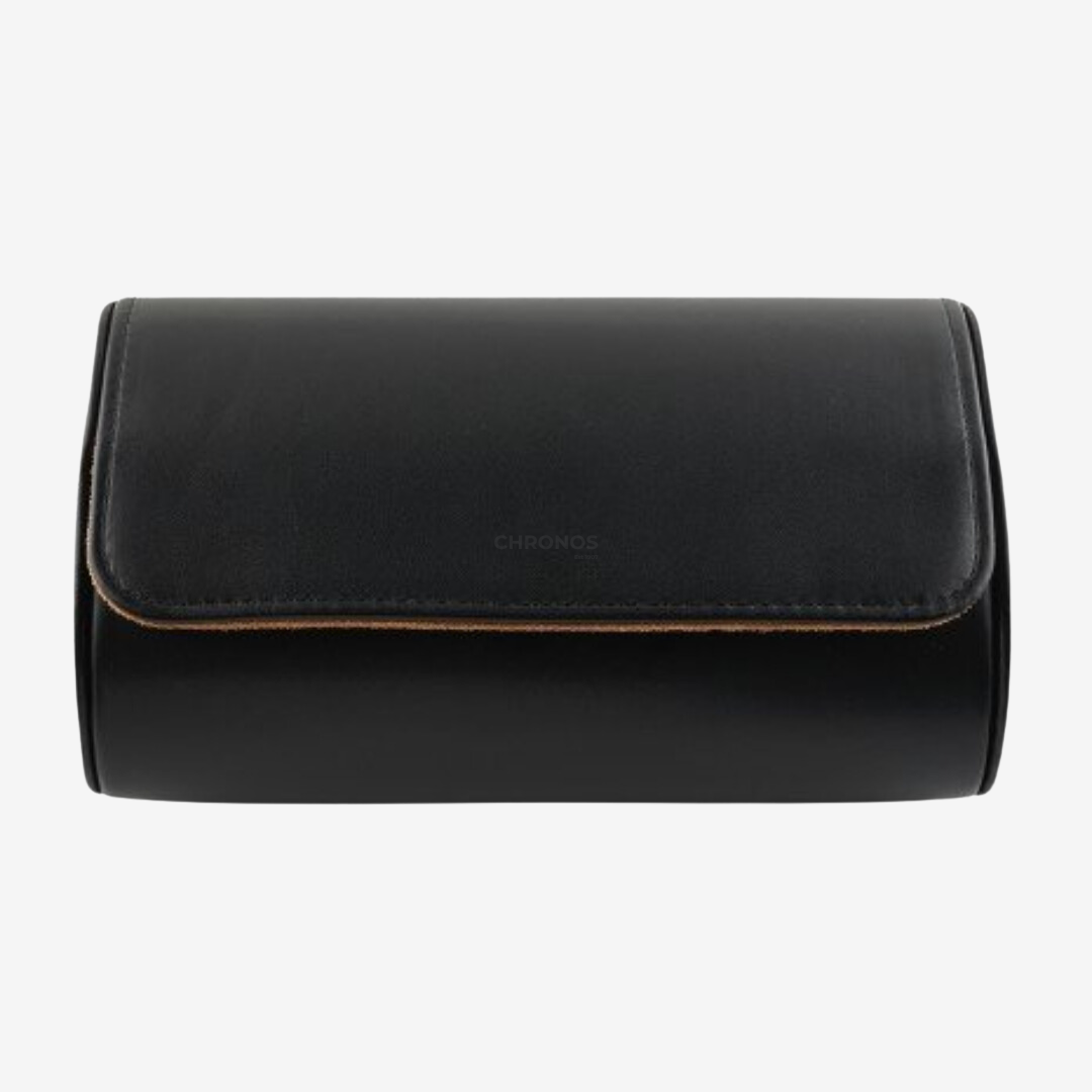 Roll-up double pour montres – Étui à montres en cuir noir - Roll-up pour montres