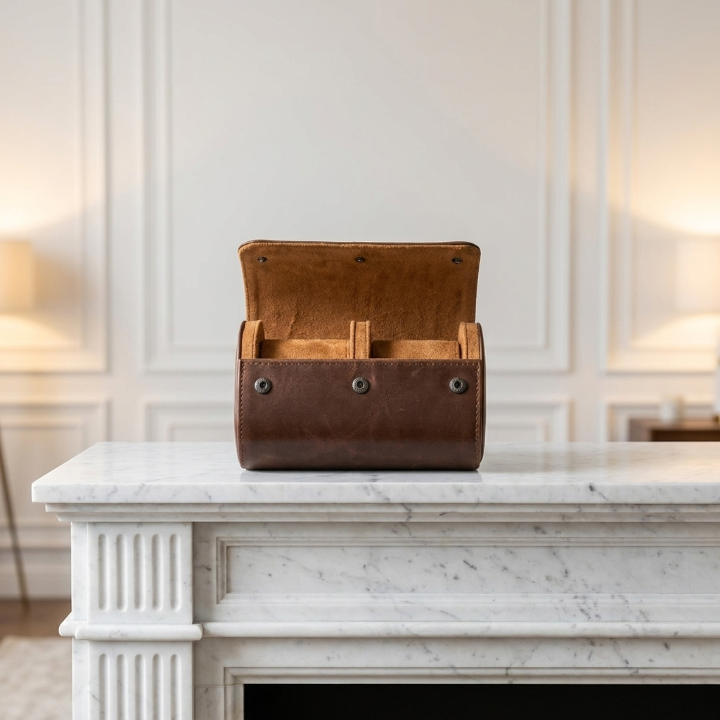Watch Roll – Double Brown Leather - Watch Roll