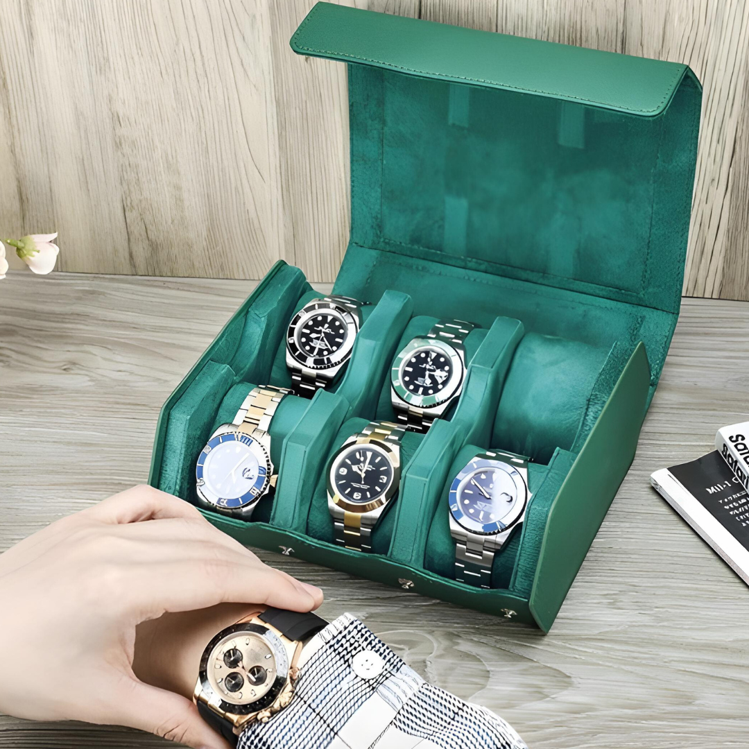Watch Case – Emerald Roll 6 Slots - Watch Case