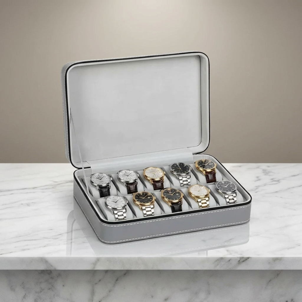 Watch Roll – Gray Classic 10 Slots - Watch Box