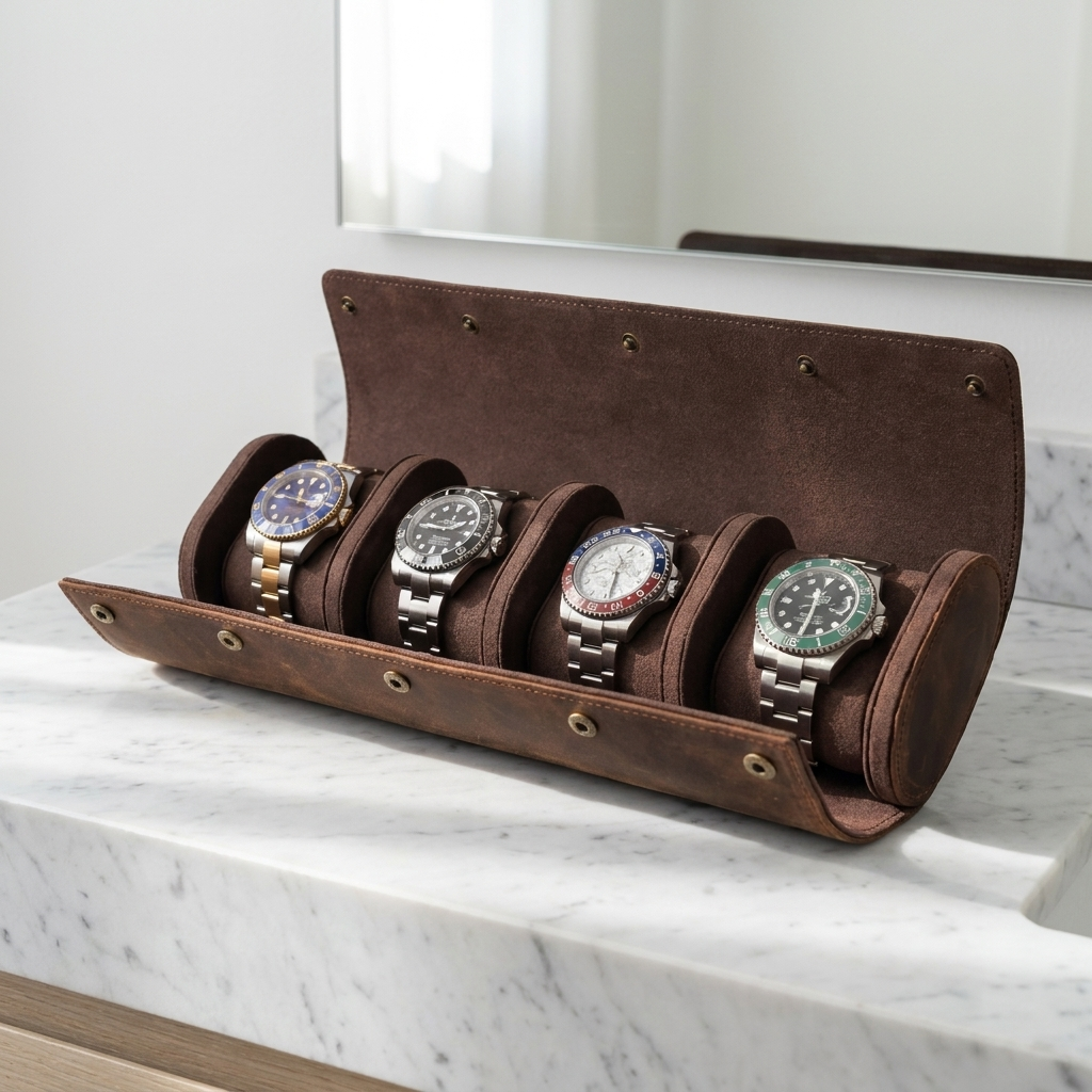 Watch Roll – Leather 4 Slots - Watch Roll