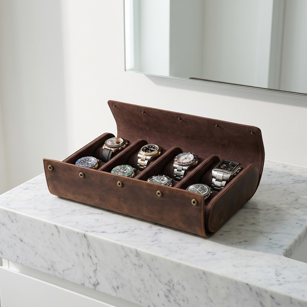 Watch Roll – Leather 8 Slots - Watch Roll