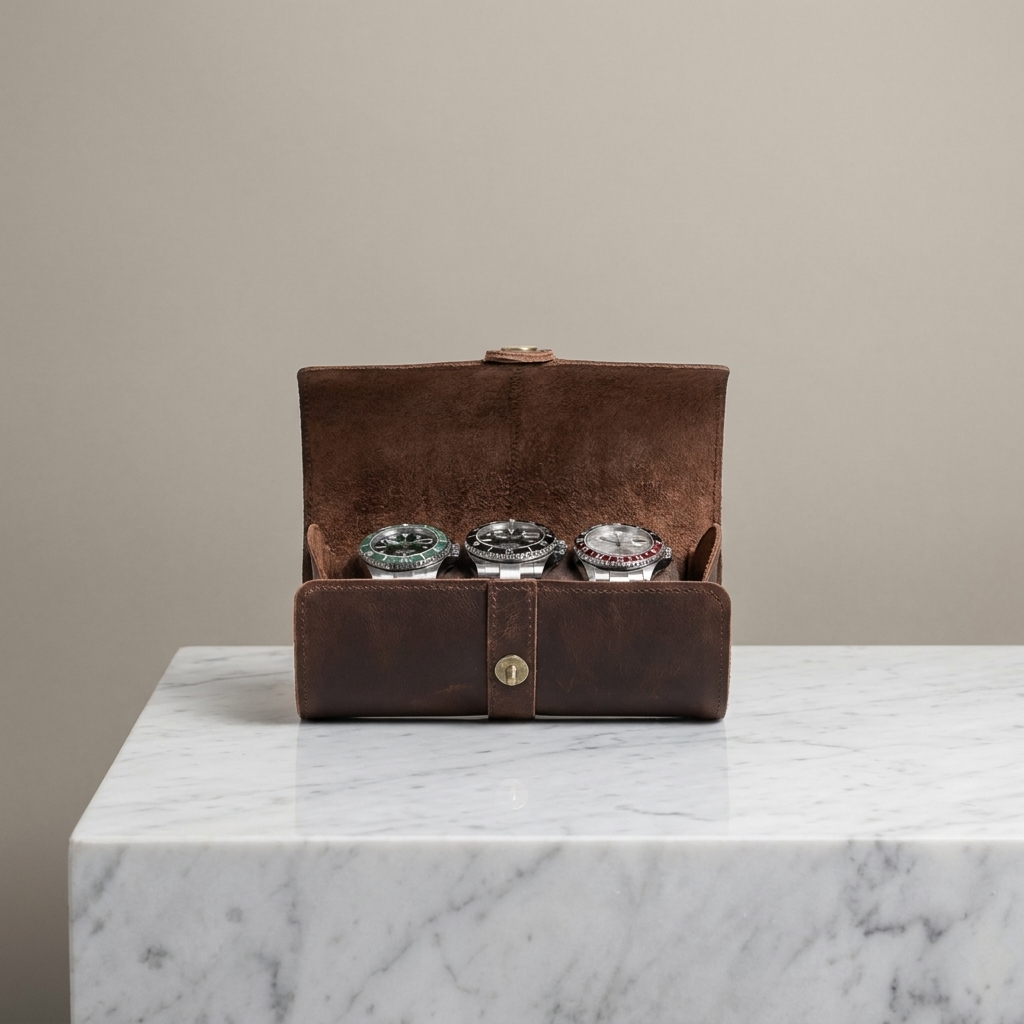 Watch Roll – Umber Classic 3 Slots - Watch Roll