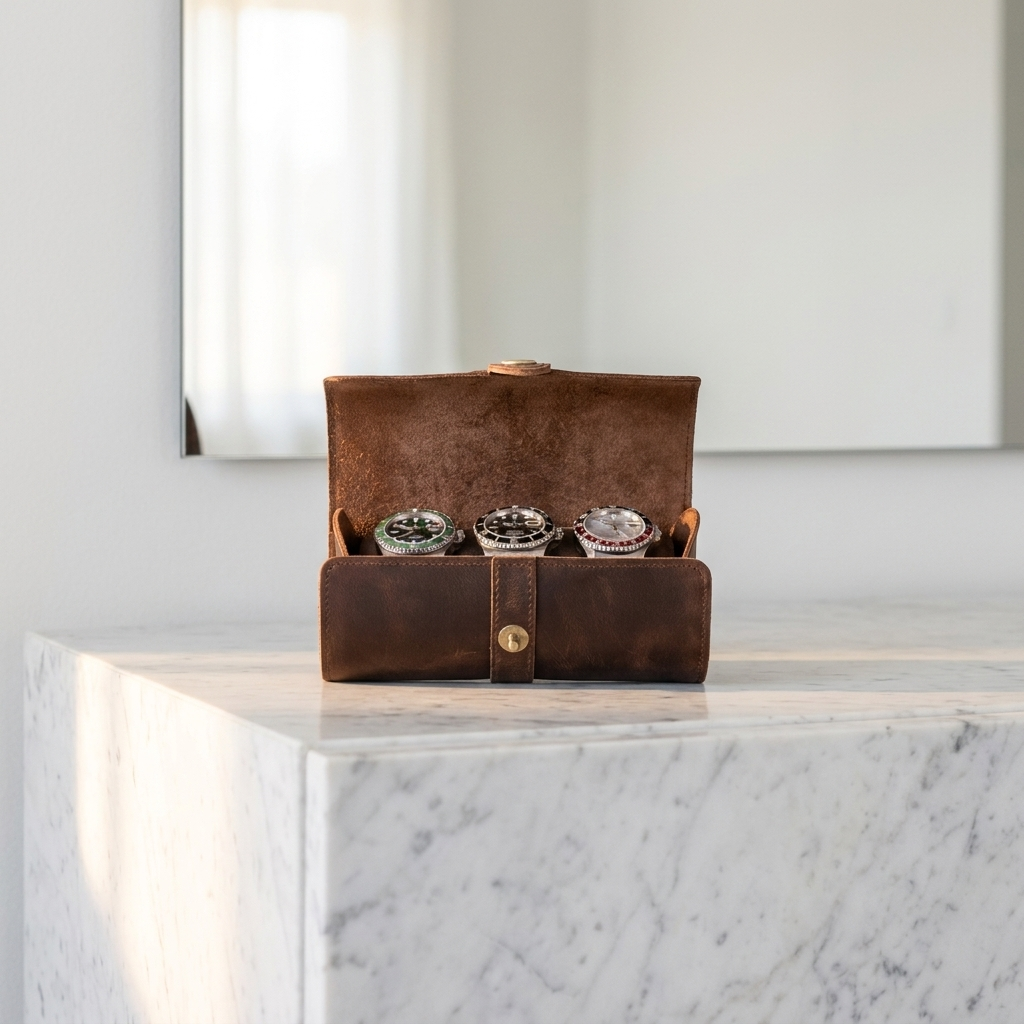 Watch Roll – Umber Classic 3 Slots - Watch Roll