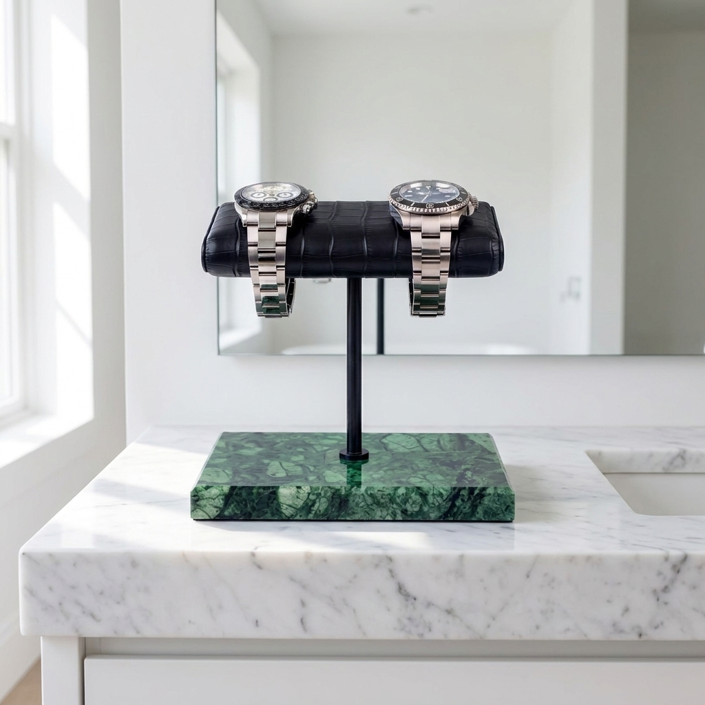 Watch Stand – Double Cushion Marble Green - Watch Stand