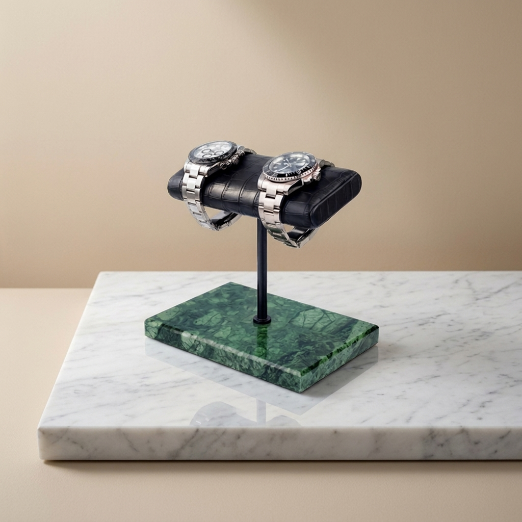 Watch Stand – Double Cushion Marble Green - Watch Stand