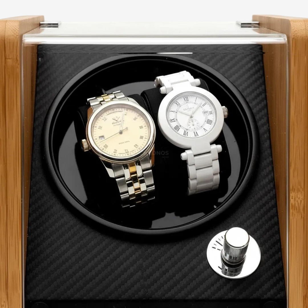 Watch Winder – Bamboo Carbon Duo - Watch Winder