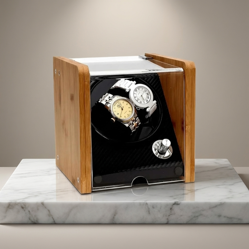 Watch Winder – Bamboo Carbon Duo - Watch Winder