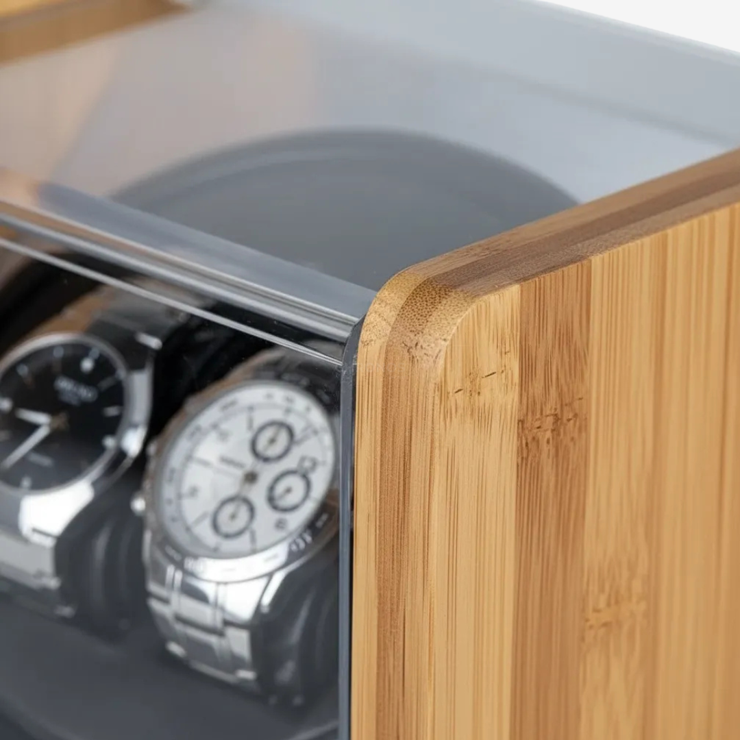 Watch Winder – Bamboo Silver Duo - Watch Winder