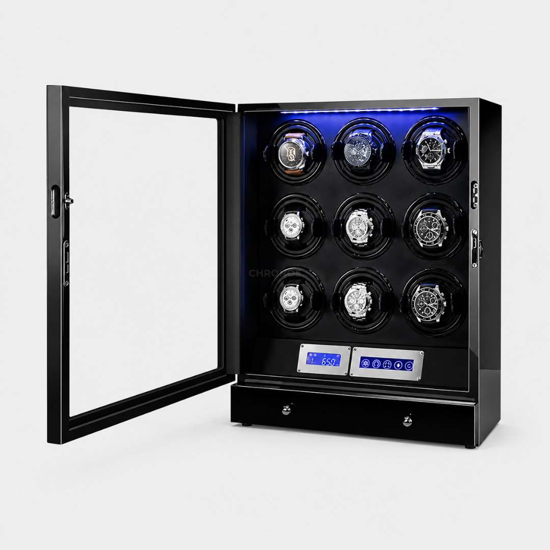 Watch Winder – Black Snyc - 9 Slots / US / CAN - Watch Winder Safe
