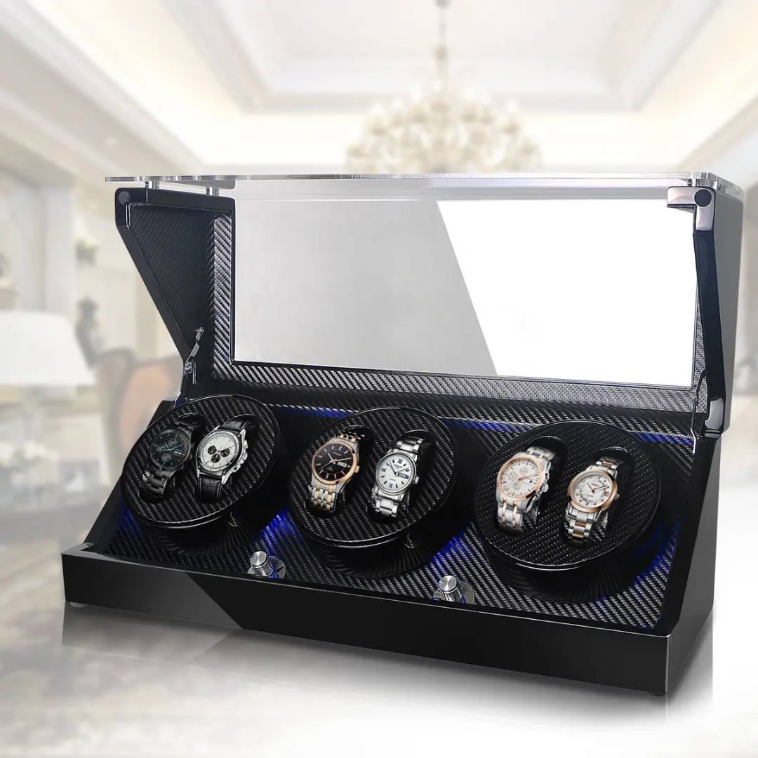 Watch Winder - Carbon Interior 6 Slots - Watch Winder