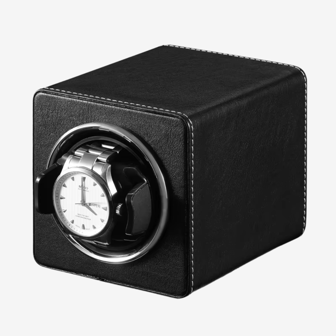 Watch Winder - Classic Cube - Black Leather - Watch Winder
