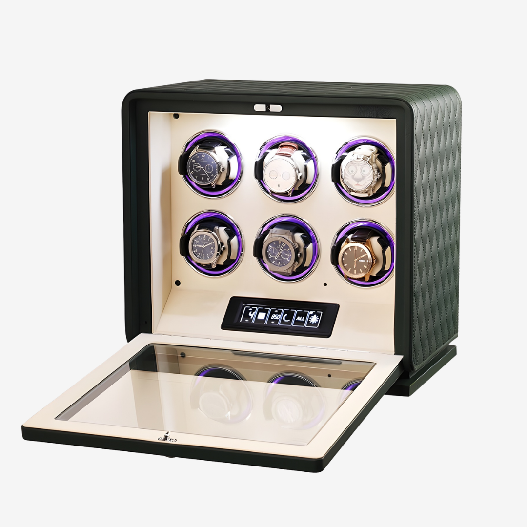 Watch Winder – Courtside 6 Slots - Olive Green - Watch Winder