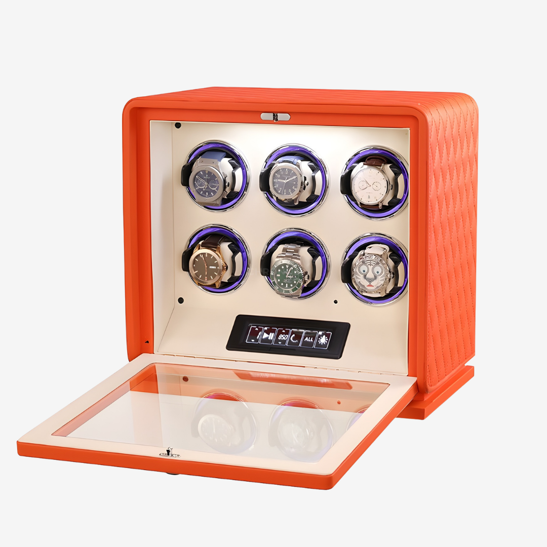 Watch Winder – Courtside 6 Slots - Orange - Watch Winder