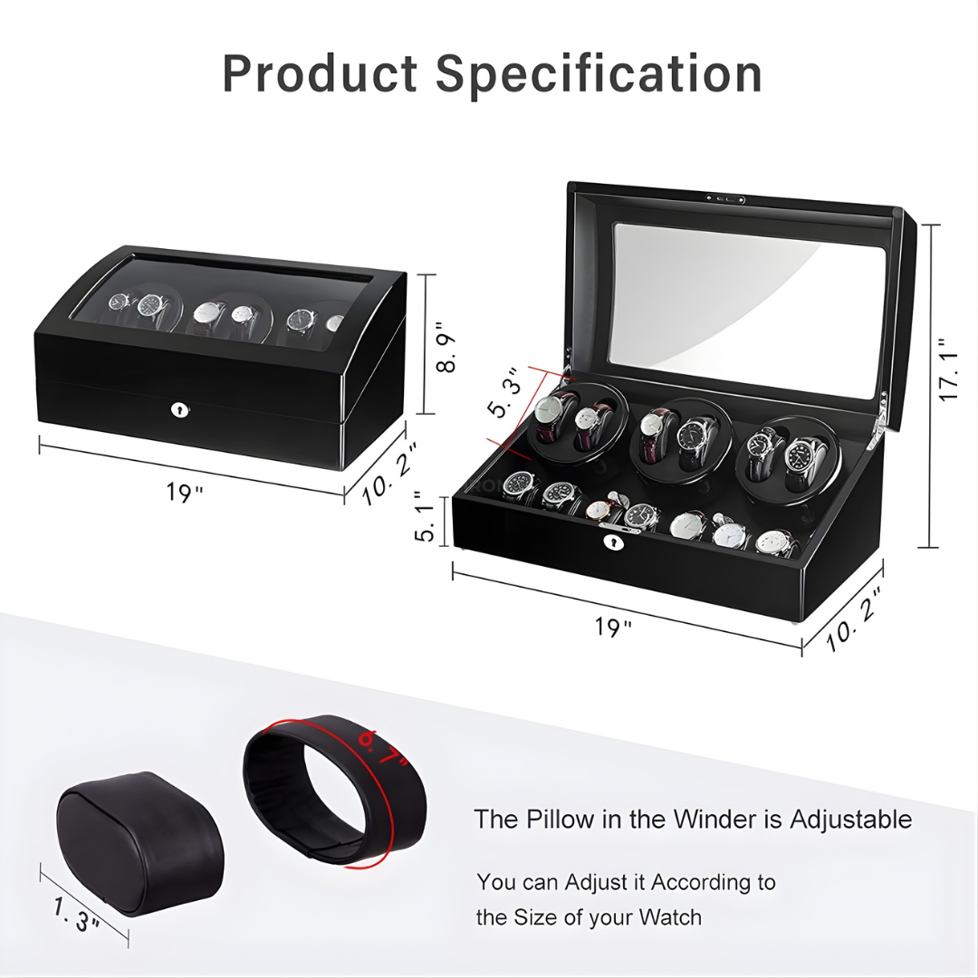 Watch Winder - Luxury Piano 6 Slots Black