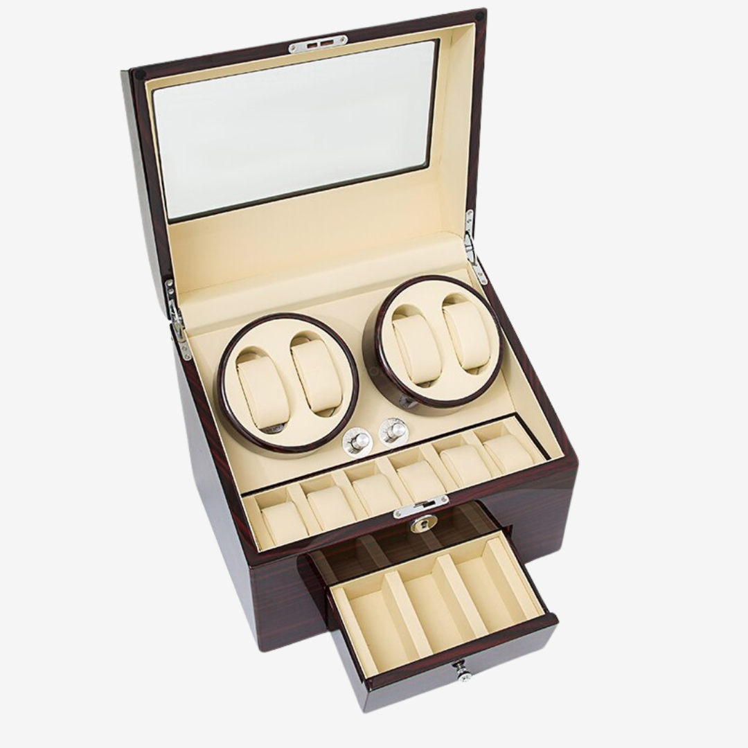 Remontoir  Acajou 4 rotatifs + 9 emplacements - Remontoir