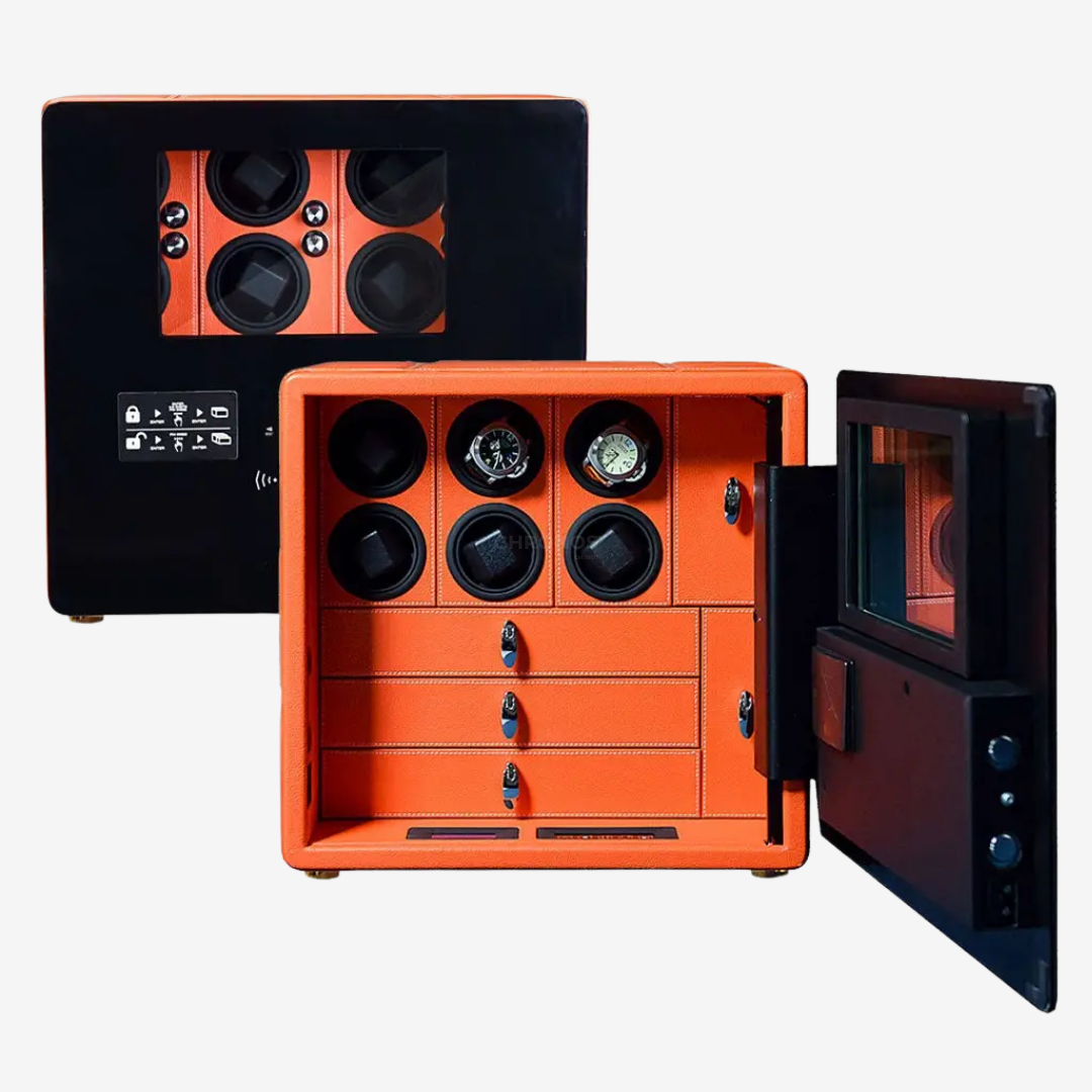 Watch Winder Safe – Bastion Fortress 6 - Orange - Watch Winder