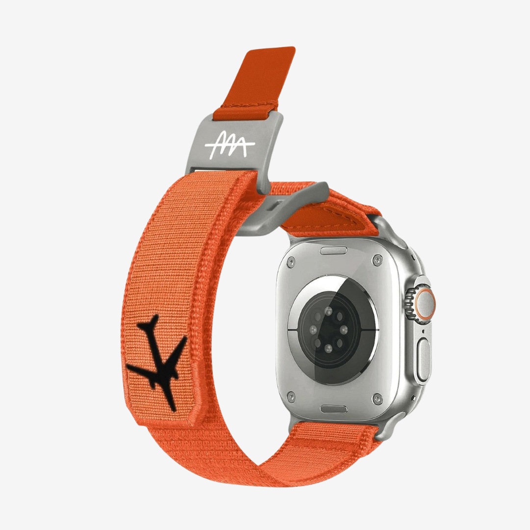 Wild Trail Mag Buckle Nylon Band For Apple Watch - Orange Band-Titanium Buckle / 49mm - Watch Band