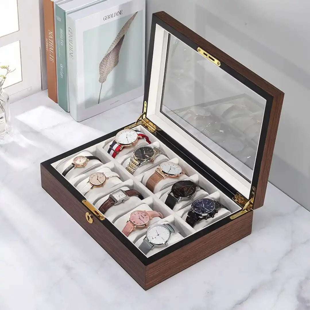 Watch Box - Classic Wood 10 Slots - Watch Box